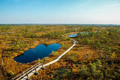 High angle view of road along landscape