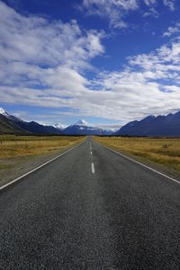 Road by landscape against sky