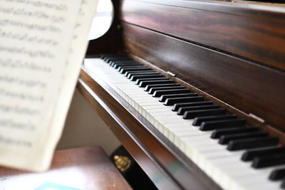 Close-up of piano keys