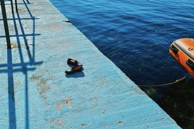 High angle view of duck in sea