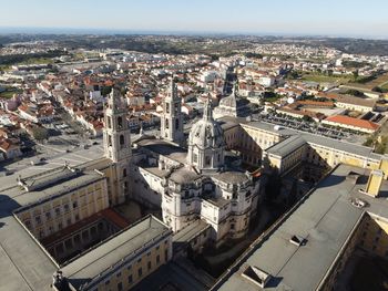 High angle view of buildings in city