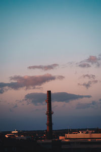Factory against sky during sunset