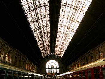 Low angle view of ceiling at railroad station