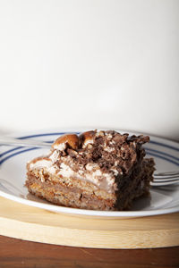 Close-up of chocolate cake in plate