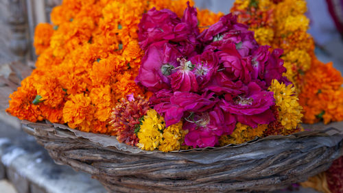 Close-up of marigold flower bouquet