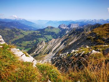 Scenic view of mountains against sky