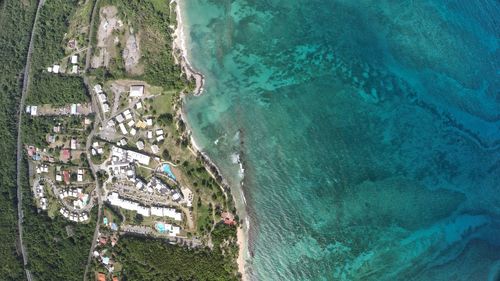 High angle view of beach by sea