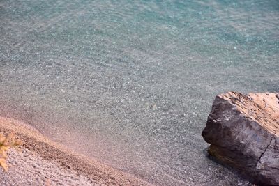 High angle view of rocks in sea