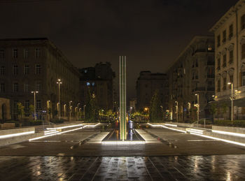 City street and buildings at night