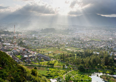 High angle view of townscape against sky