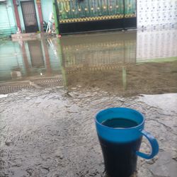 Close-up of coffee cup on table