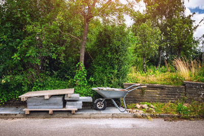 Empty bench in park