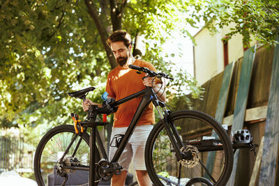 Man riding bicycle