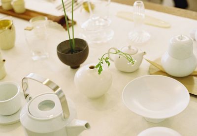 High angle view of empty plate on table