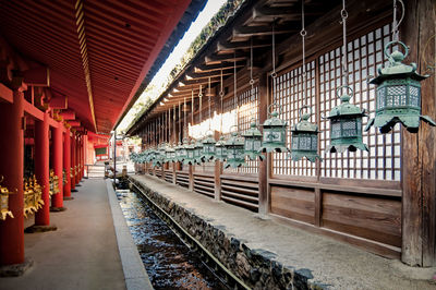 Lanterns hanging in temple