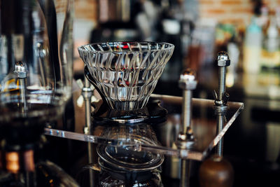 Container on table in bar