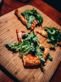 High angle view of vegetables on cutting board