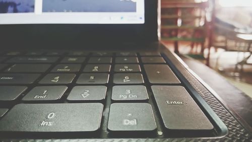 Close-up of laptop keyboard