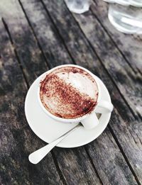 High angle view of coffee on table