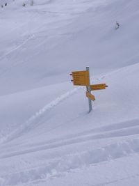 High angle view of snow covered field