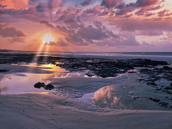 Scenic view of sea against sky during sunset