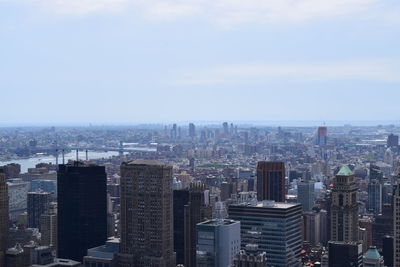 New york manhattan skyline from top of the rock observation deck, panoramic view on ny city