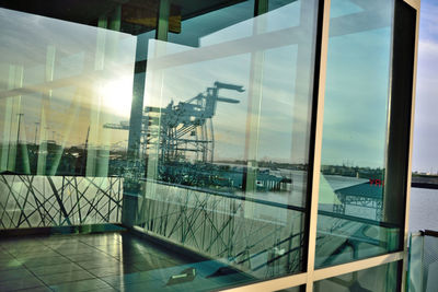 Reflection of buildings on glass window