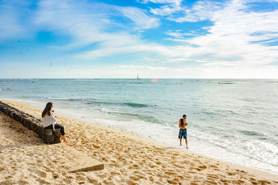 Scenic view of beach against sky