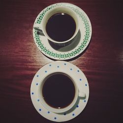 Directly above shot of coffee cup on table