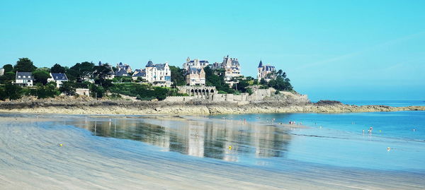 Scenic view of sea against clear sky