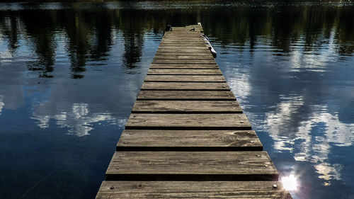 Wooden pier on lake