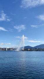 Scenic view of sea against blue sky