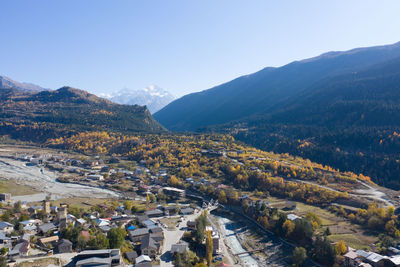 High angle view of townscape against sky