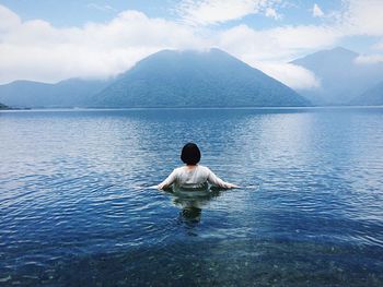 Scenic view of lake against sky