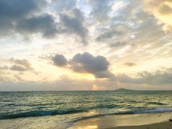 Scenic view of sea against sky during sunset