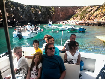 People sitting in water