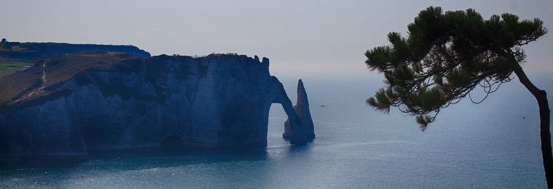 Panoramic view of sea against clear sky