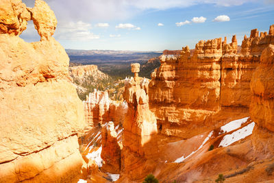 Panoramic view of rock formations against sky