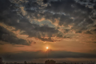 Scenic view of dramatic sky during sunset