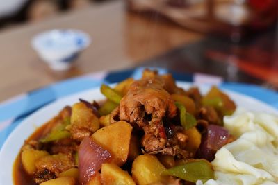 Close-up of meal served in plate