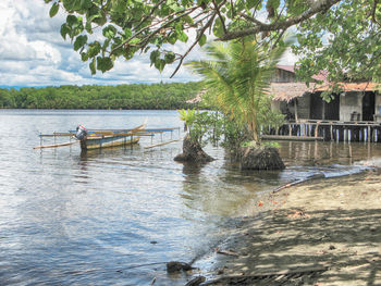 View of boat in river