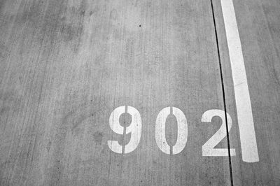 High angle view of numbers on road