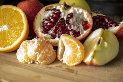 Close-up of fruits on table