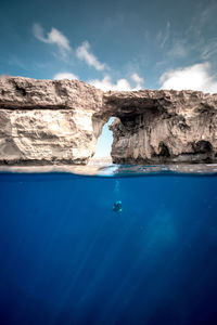 Scenic view of blue sea against sky