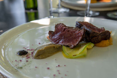 High angle view of meal served in plate