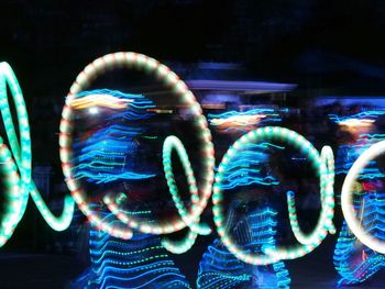 Close-up of multi colored light trails