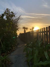 Scenic view of landscape against sky at sunset