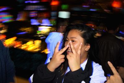 Woman enjoying at night