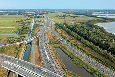 Aerial from junction muiderberg with the a1 in the netherlands