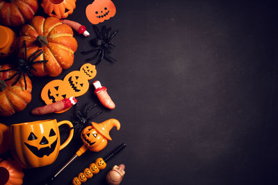 High angle view of pumpkin on table